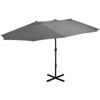 Sonnenschirm mit Aluminium-Mast 460 x 270 cm Anthrazit - Ampelschirm in elegantem Anthrazit, ideal für großzügigen Schatten mit einer Breite von 460 cm und stabilen Aluminium-Mast.