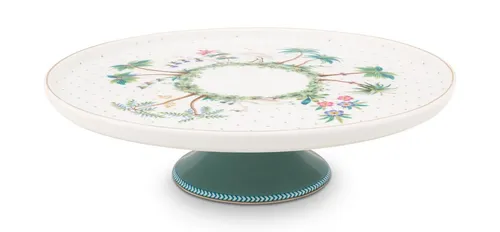 Pip Studio Jolie Dots Gold Kuchenplatte auf Fuß klein 21 cm in weiß von Pip Studio