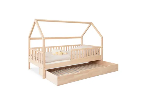 Ehrenkind Hausbett Livo aus massivem Buchenholz in verschiedenen Größen (FSC® zertifiziertMontessori Kinderbett, Jugendbett, 90x200), höhenverstellbar