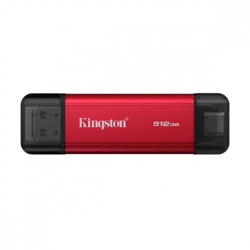 Kingston Dual Portable SSD 512 GB - USB 3.2 Gen 2 - Rot - Kompakte und robuste tragbare SSD mit USB-A/C-Anschlüssen und bis zu 1050MB/s Übertragungsgeschwindigkeit. Ideal für schnelle Dateiübertragungen zwischen Geräten.