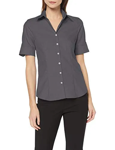Seidensticker Damen Bluse - Kurzarm Hemdbluse in Weiß - Elegante Bluse für Damen, ideal fürs Büro oder Freizeit. Bügelfrei und aus 100% Baumwolle, sorgt für Tragekomfort und eine feminine Silhouette.
