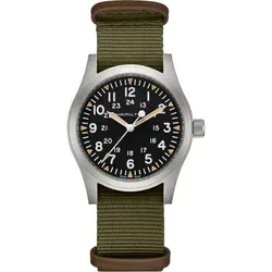 Hamilton Khaki Field Herrenuhr H69529933 mit Nylonarmband - Armbanduhren für Herren, robuste Automatik-Uhr mit Saphirglas, 50 m wasserdicht und leuchtenden Ziffern für optimale Ablesbarkeit.
