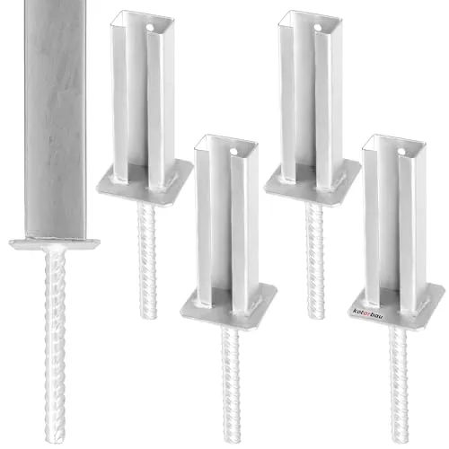 KOTARBAU® 4 St. Pfostenträger zum Einbetonieren für Zaunpfosten 60 x 40 mm