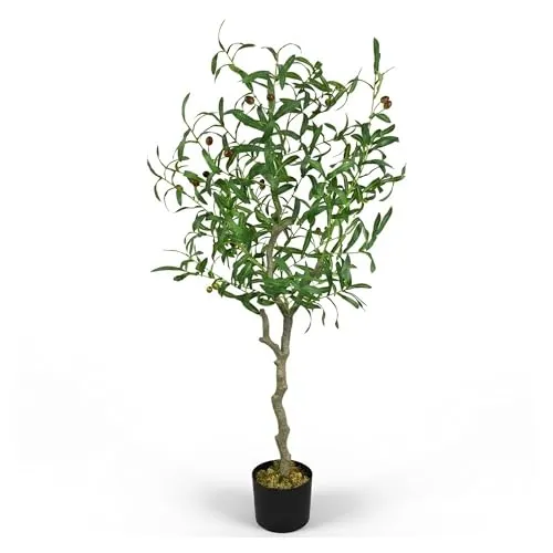 Kunstbaum Olive - Künstlicher Olivenbaum 125 cm von Decovego - Hochwertiger Kunstbaum für stilvolle Zimmerdekoration, pflegeleicht und immer frisch. Ideal für Büro, Praxis oder Wohnbereich.