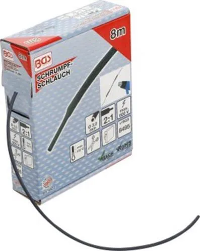 BGS-6923  Schrumpfschlauch-Box schwarz Ø 3 mm 8 m