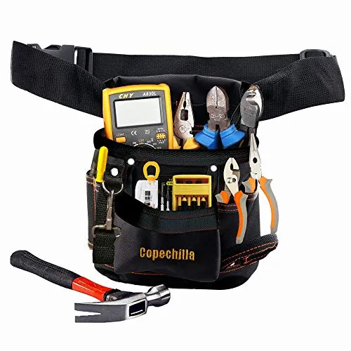 Copechilla werkzeugtasche schwarz mit einstellbar gürtel,Verschleißfest und professionell,Oxford Canvas Material verdickt, für Elektriker, Techniker