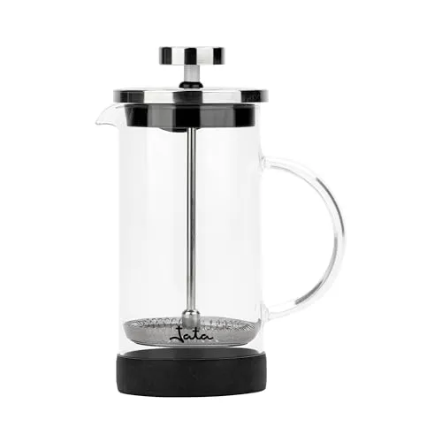 Jata Hogar HCAF1135 Französische Kaffeemaschine, französische Presse, Kaffeebereiter, Teekanne und Aufschäumer, 350 ml, Borosilikatglas, hitzebeständig, Edelstahlfilter, Kaffee, Aufgüsse, Schaumstoffe
