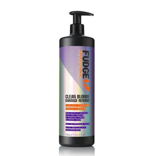 Fudge Clean Blonde Violet Damage Rewind Conditioner 1000 ml - Haarspülungen - Parabenfreier Conditioner für blonde Haarfarben, der Gelbtöne ausgleicht und gleichzeitig Glanz sowie Fülle verleiht.