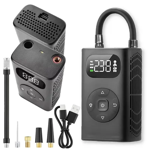 Elektrische Autopumpe mit Powerbank und Taschenlampe