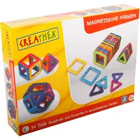 Creathek Magnetische Formen - 34 Stück - Gesellschaftsspiel mit 34 magnetischen Formen, ideal für kreatives Spielen und Lernen, fördert die Fantasie und motorischen Fähigkeiten von Kindern.