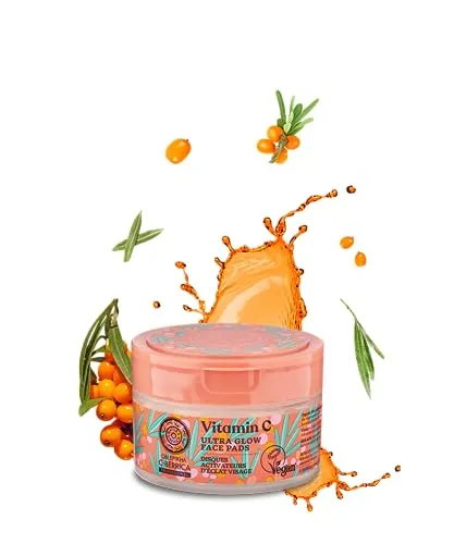 Natura Siberica Oblepikha C‑Berrica Radiance Face Pads – Gesichts‑Pads mit Vitamin C & Antioxidantien – für strahlenden Teint, Porenreinigung & Glow – sanftes Peeling & Hautpflege – 20 Stück