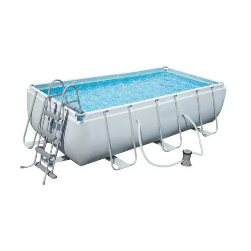 XXL Swimming Pool rechteckig 400x200 cm mit Rahmen & Leiter Schwimmbecken Garten