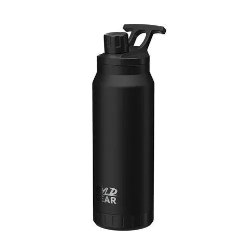 Wyld Gear MAG Flask Isolierflasche 1,005Ltr. Edelstahl schwarz - Hochwertige Isolierflasche aus Edelstahl, ideal für Outdoor-Aktivitäten, hält Getränke bis zu 24 Stunden kalt oder bis zu 12 Stunden heiß.