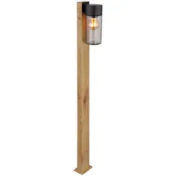 LED Außenleuchte Stehlampe Gartenleuchte, Holzoptik mit Edelstahl, 1x E27 LED warmweiß