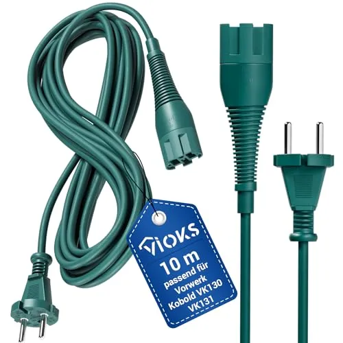 VIOKS Anschlusskabel 10 m Stromkabel Ersatz für Vоrwerk Kobold Kabel Ersatzkabel für Staubsauger Handstaubsauger VK 130 VK 131 Stielstaubsauger