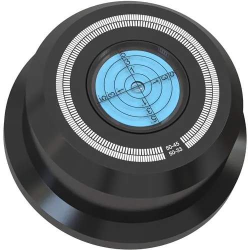 Monosaudio Plattenspieler Disc Record Gewicht, 50Hz Schallplatten Plattenstabilizer Auflagegewicht, 50Hz Plattenklemme LP Disc Stabilizer Drehscheibe mit Wasserwaage für LP-Vinyl Plattenspieler