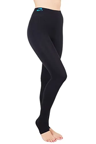 CzSalus Lange Strumpfhose, schlank machende Kompressions-Leggings (25-30 mmHg) Unterstützung Lipödem-Lymphödem POTS (Schwarz, S)