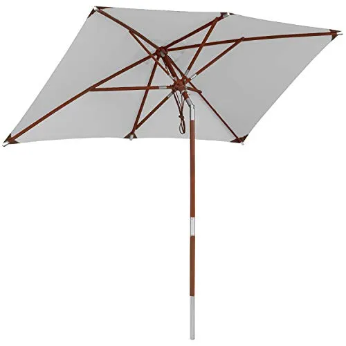 anndora Sonnenschirm 250x150cm - Hellgrau mit Dreh-Kipp-Mechanismus - Sonnenschirm 250x150cm, knickbar mit teilbarem Stamm und einfachem Seilzugsystem, ideal für Balkon und Terrasse