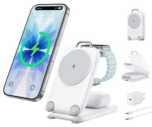 Mukiya Magnetisch Ladegerät 3-in-1 für Apple-Geräte, faltbar und tragbar
