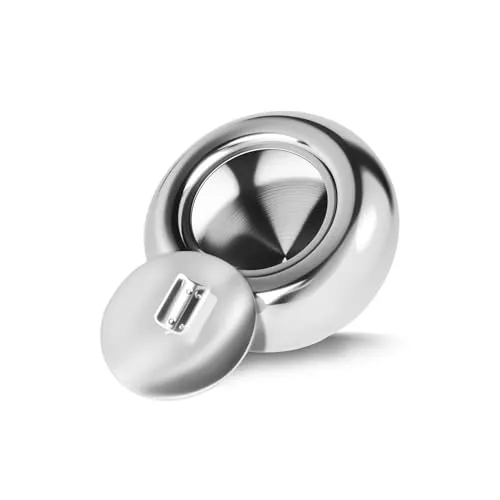 Edelstahl Windaschenbecher Aschenbecher mit Deckel (Silber) (L)