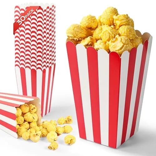 Chumix Popcorn Tüten 120 Stück - Popcorntüten Popcorn Klein, Movie Night Filmabende Tüten, Papier Pappe Weiß Snack für Partysnacks Bonbons Geschenktüten Weihnachten,für Home Cinema