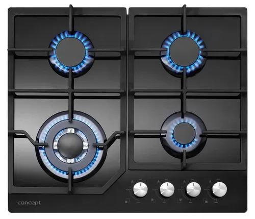 Concept PDV7460BC, Schwarz, Integriert, 60 cm, Gaskochfeld, Glas, 4 Zone(n)
