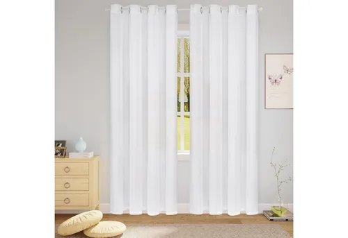 Woltu Gardine (2 St), halbtransparent, mit Ösen Stores Fenstegrchal Voile