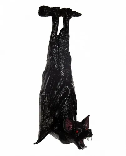 Schwarze Fledermaus mit Vampirzähnen 47 cm - Gruselige Requisite für Halloween, aus langlebigem Kunststoff/Vinyl, ideal für schaurige Dekorationen und Kostüme.