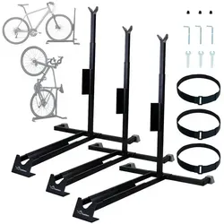 CCLIFE Fahrradständer Boden 3er - Freistehende Halterung für Mountainbike und Rennrad - Fahrradhalter- & -ständer: Robustes, höhenverstellbares Standgestell für Fahrräder von 24 bis 29 Zoll, sicher und platzsparend, ideal für Garage und Wohnung.