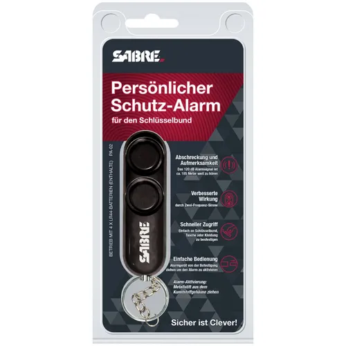Sabre Red Personen-Schutz Panik Alarm 120dB Doppel-Sirene als Schlüsselanhänger