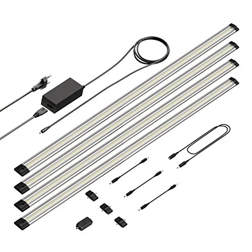 parlat LED Unterbau-Leuchte Siris, Touch-Dimmer, flach, je 90cm, je 1044lm, weiß, 4er Set