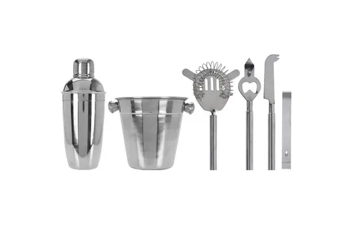 Neuetischkultur Cocktail Shaker Bar Set mit Shaker und Kühler 6-tlg. Edelstahl, Edelstahl, (6-tlg., 1 Shaker, 1 Kühler, 1 Barsieb, 1 Öffner, 2 Bar-Messer), Shaker Eiseimer Barsieb