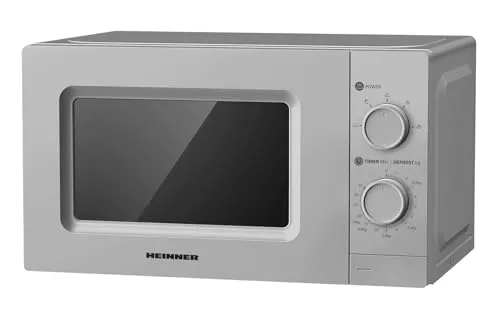 HEINNER Mikrowelle 20 L Schwarz – freistehend, 700 W mit 5 Leistungsstufen, mechanische Drehknöpfe, einfache Bedienung, kompakt & platzsparend, Mikrowelle ohne Grill für Küche, Senioren & Camping