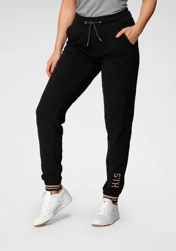 H.I.S Jogginghose mit metallisch glänzenden Details, Größe 58 - Bequeme Jogginghose in Schwarz mit glitzernden Kontraststreifen und seitlichen Eingrifftaschen. Ideal für sportliche Aktivitäten oder entspannte Tage zu Hause.