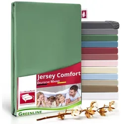 DecoHomeTextil Heimtextilmanufaktur Spannbettlaken Greenline Spannbettlaken Premium Jersey aus 100% Baumwolle grün 180-200x200x30 cm