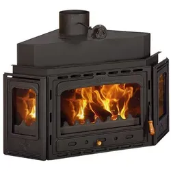 Kamineinsatz PRITY ATC | 14,2 kW |  Effizienz | Ø200 mm | Gusseisentür | Extra großer Feuerraum - Schwarz