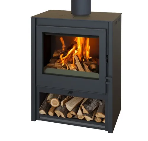EEK A Kaminofen Granada schwarz - 6,8 kW mit ext. Zuluft - Öfen: Effizienter Kaminofen mit großer Sichtscheibe für optimale Flammensicht und 79% Wirkungsgrad, ideal für den Innenbereich.