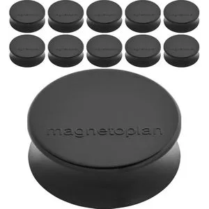 Magnetoplan Magnete Ergo Large, schwarz, Ø 34 mm, Höhe 12,5 mm, 10 Stück