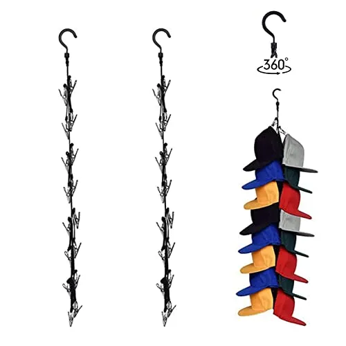 BetterJonny 2Pcs Cap Rack, Baseball Kappen Halter Verstellbar Tür Kappen mit 32 Clips Gestell Caps Halter Baseball Caps Organizer Schrank Hängend Kappen Organizer Hängend Kappen Halter für Zuhause