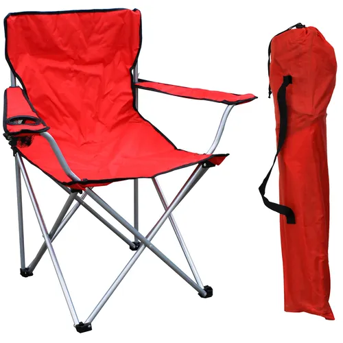 Anglerstuhl Campingstuhl Faltstuhl rot Getränkehalter + Tasche belastbar 120kg