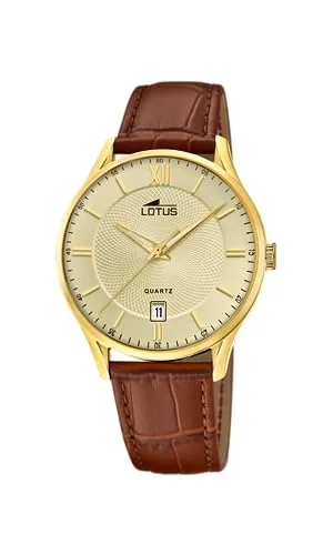 Lotus Herren Analog Uhr Braun Leder - Quarz - Kalender - 5 ATM Wasserdicht Elegant Klassisch 18403/G