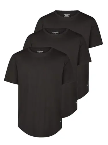 JACK & JONES Herren T-Shirt lang geschnitten 3er Pack – 100% Bio-Baumwolle - Hochwertiges lang geschnittenes Kurzarm T-Shirt im 3er Set für Herren. Aus 100% Bio-Baumwolle, ideal für Freizeit, Sport und Arbeit. Bequem und vielseitig kombinierbar.