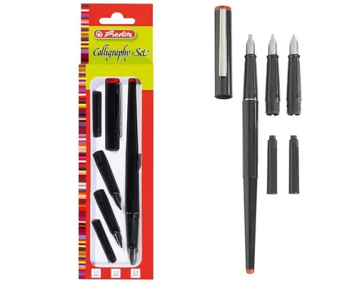 Produktbild Herlitz Kalligraphie-Stift Herlitz Kalligraphie-Set / 5-teilig / bestehend aus 3 Griffstücke + 2