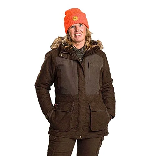 Pinewood Damen Smålandabisko 2.0 Damen Jagd Jacke - Jagdjacke Damen - wind- und wasserdicht - bequeme Passform mit abnehmbarer Kapuze und anderen praktischen Details