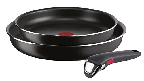 Lagostina Ingenio Essential Plus Antihaft-Töpfe und Pfannen-Set aus Aluminium für Gas und Backofen, 3 Stück, Pfannen Ø 24 und 28 cm und abnehmbarer Griff