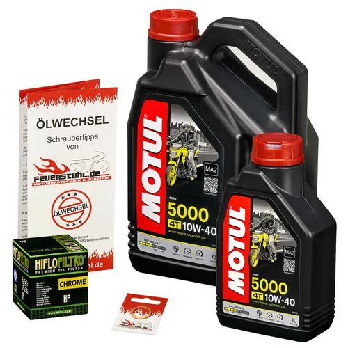 Suzuki VS 1400 Intruder, 87-03, VX51L, Motul 10w40 Öl, HiFlo Chrom Ölfilter Set