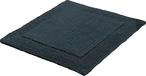 Erwin Müller WC-Vorlage, WC-Matte ohne Ausschnitt Uni Serie Stuttgart anthrazit Größe 60x60 cm - extra dick, Wende-Design, 100% Baumwolle