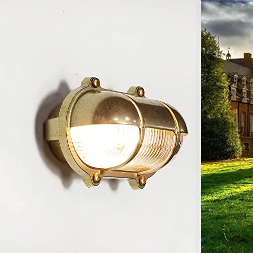 Außenwandlampe Messing Maritim IP64 in gold von Licht-Erlebnisse