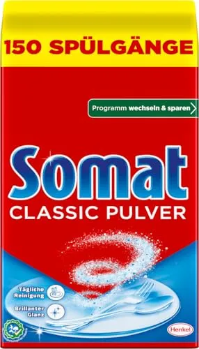 Somat Classic Spülmaschinenpulver S150, 3,0 kg - XXL-Packung - Geschirrspülmittel, phosphatfrei für umweltfreundliche Reinigung und extra Kraft gegen Tee- und Kaffeeflecken.