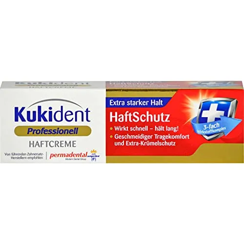 Kukident Super Haftcreme Haftschutz - 40 g für starken Halt und Komfort den ganzen Tag, ideal für Zahnersatzträger